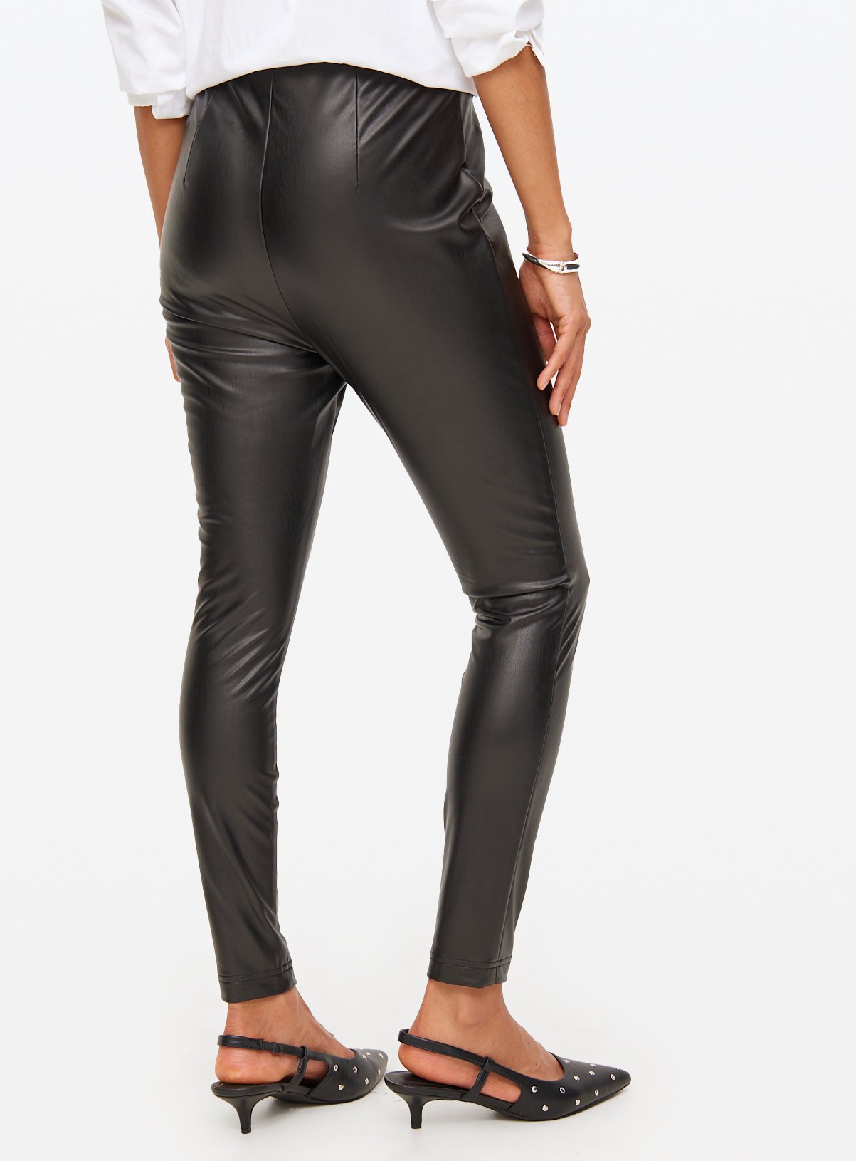 Black PU Faux Leather Slim Fit Leggings 10 - Image 4 thumbnail