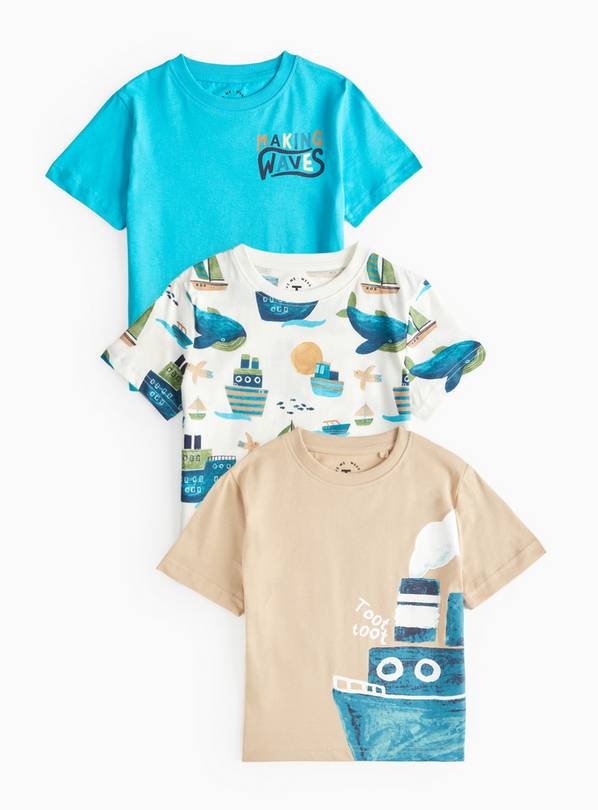 Blue Sea Printed T-Shirt 3 Pack 1-2 years