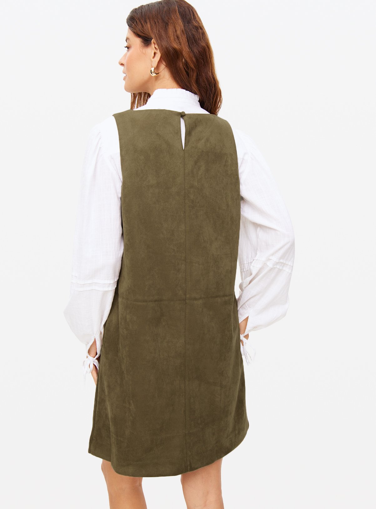 Khaki Suedette Pinny Mini Shift Dress 18 - Image 4 thumbnail