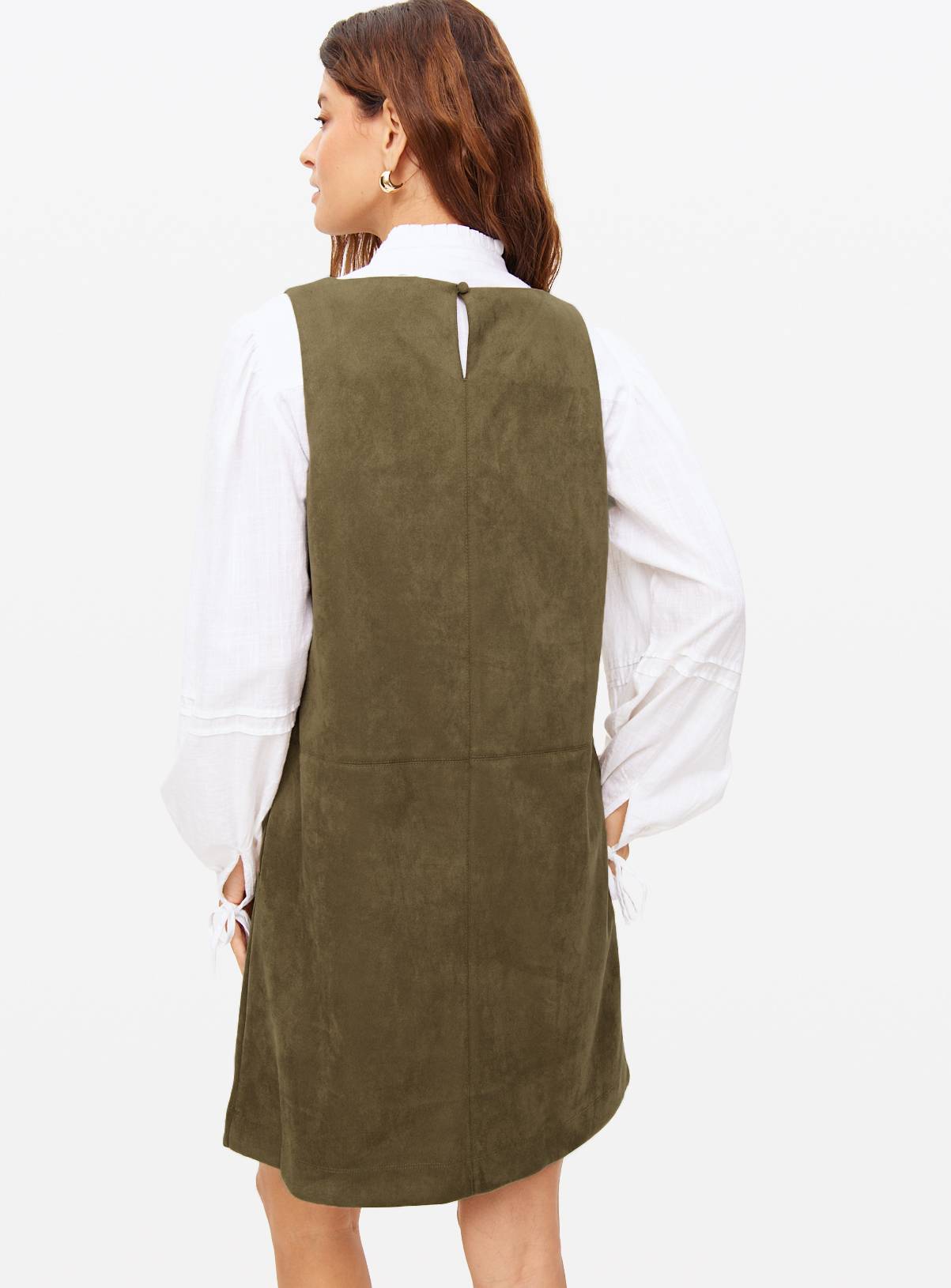 Khaki Suedette Pinny Mini Shift Dress 18 - Image 4