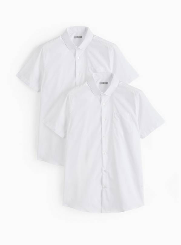 White Short Sleeve Regular Fit Shirts 2 Pack 15.5