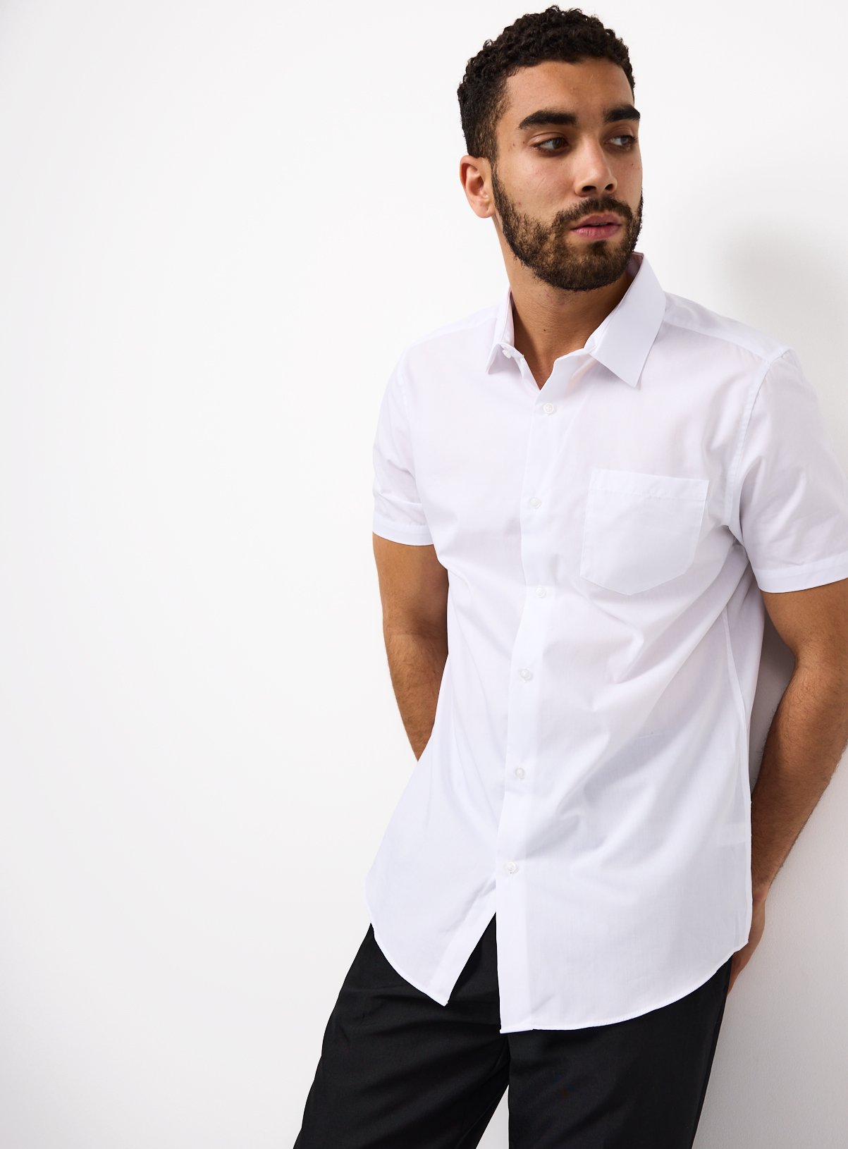 White Short Sleeve Regular Fit Shirts 2 Pack 16 - Image 2 thumbnail