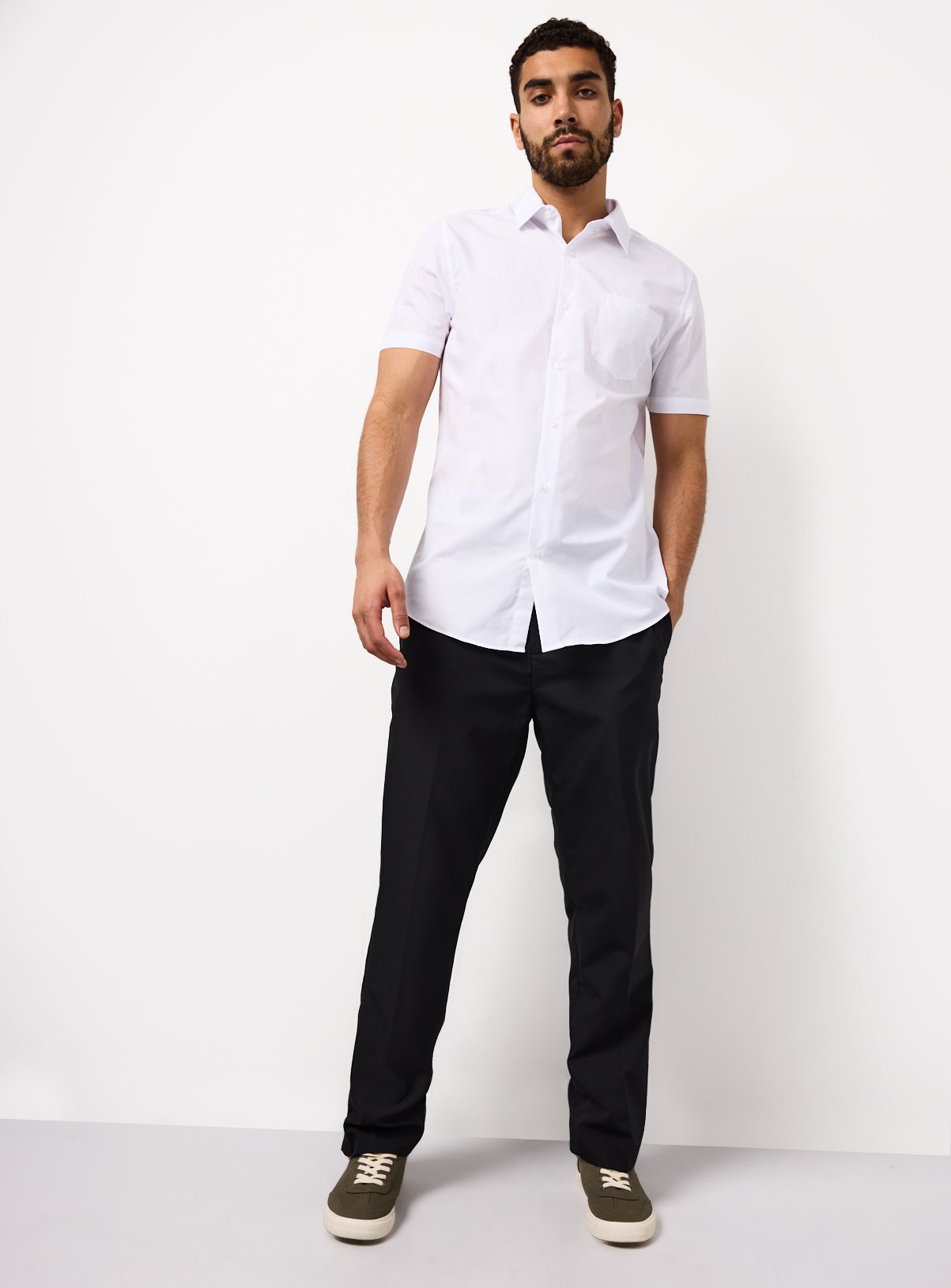 White Short Sleeve Regular Fit Shirts 2 Pack 16 - Image 3 thumbnail