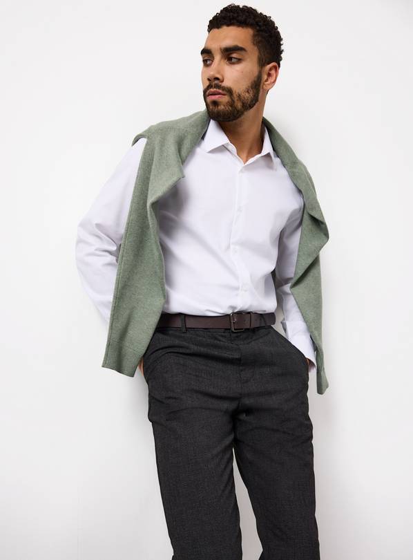 White Twill Cotton Regular Fit Shirt 15.5