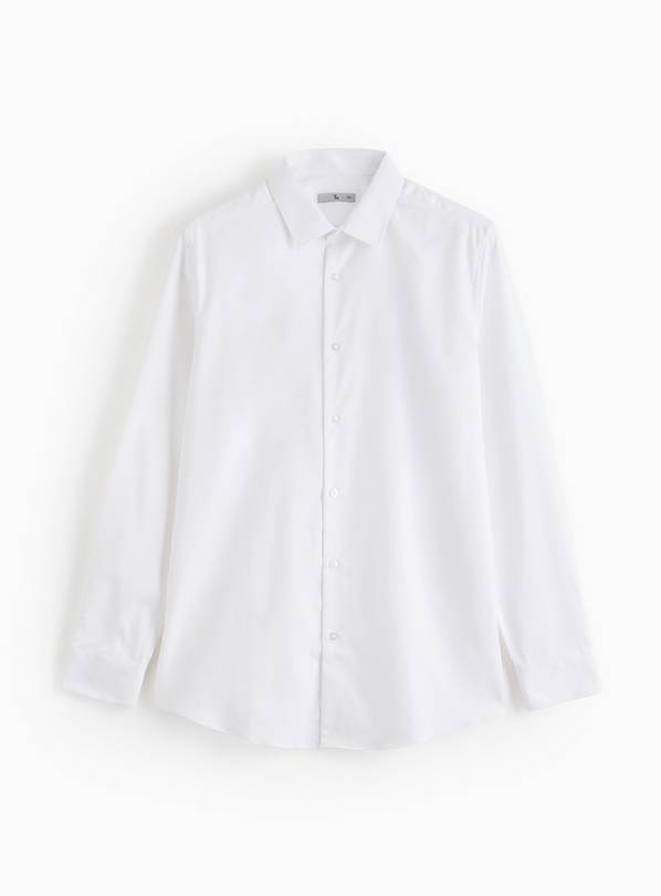 White Twill Cotton Regular Fit Shirt 15.5