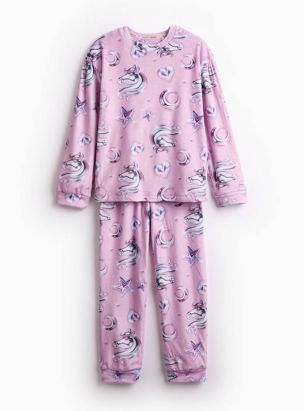 Pink Unicorn Stars Printed Slinky Fleece Pyjamas 12-13 years