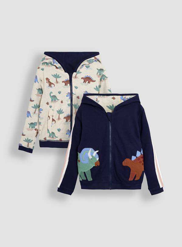 JOJO MAMAN BÉBÉ Dino Applique Reversible Textured Hoodie 6-12 months