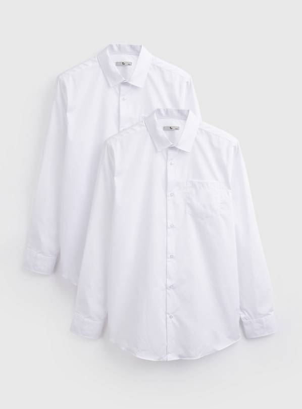 White Long Sleeve Regular Shirts 2 Pack 19.5