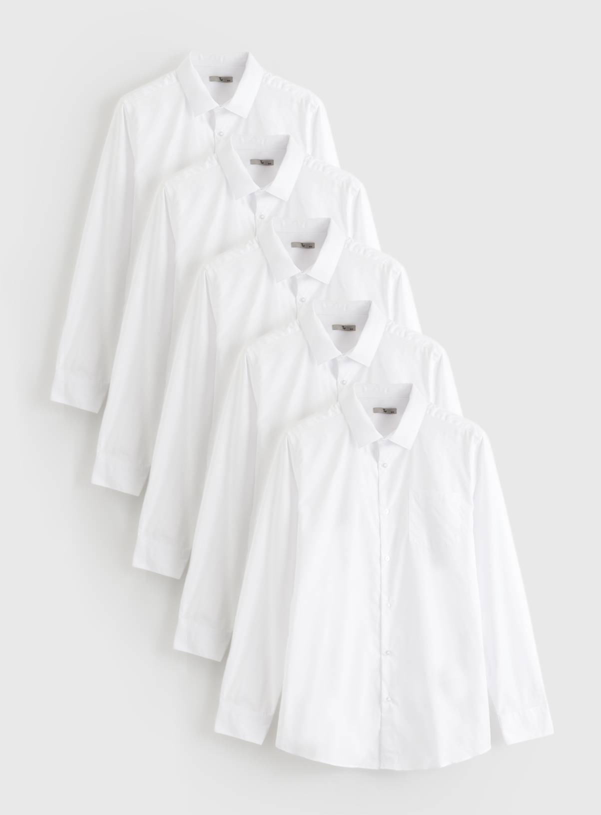 White Regular Fit Long Sleeve Shirts 5 Pack  16.5 - Image 1