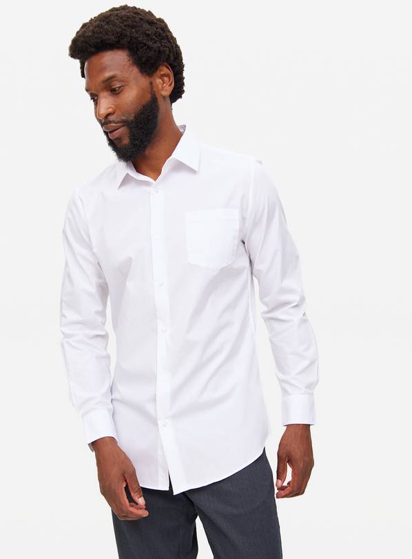 White Slim Fit Long Sleeve Shirts 5 Pack 15.5