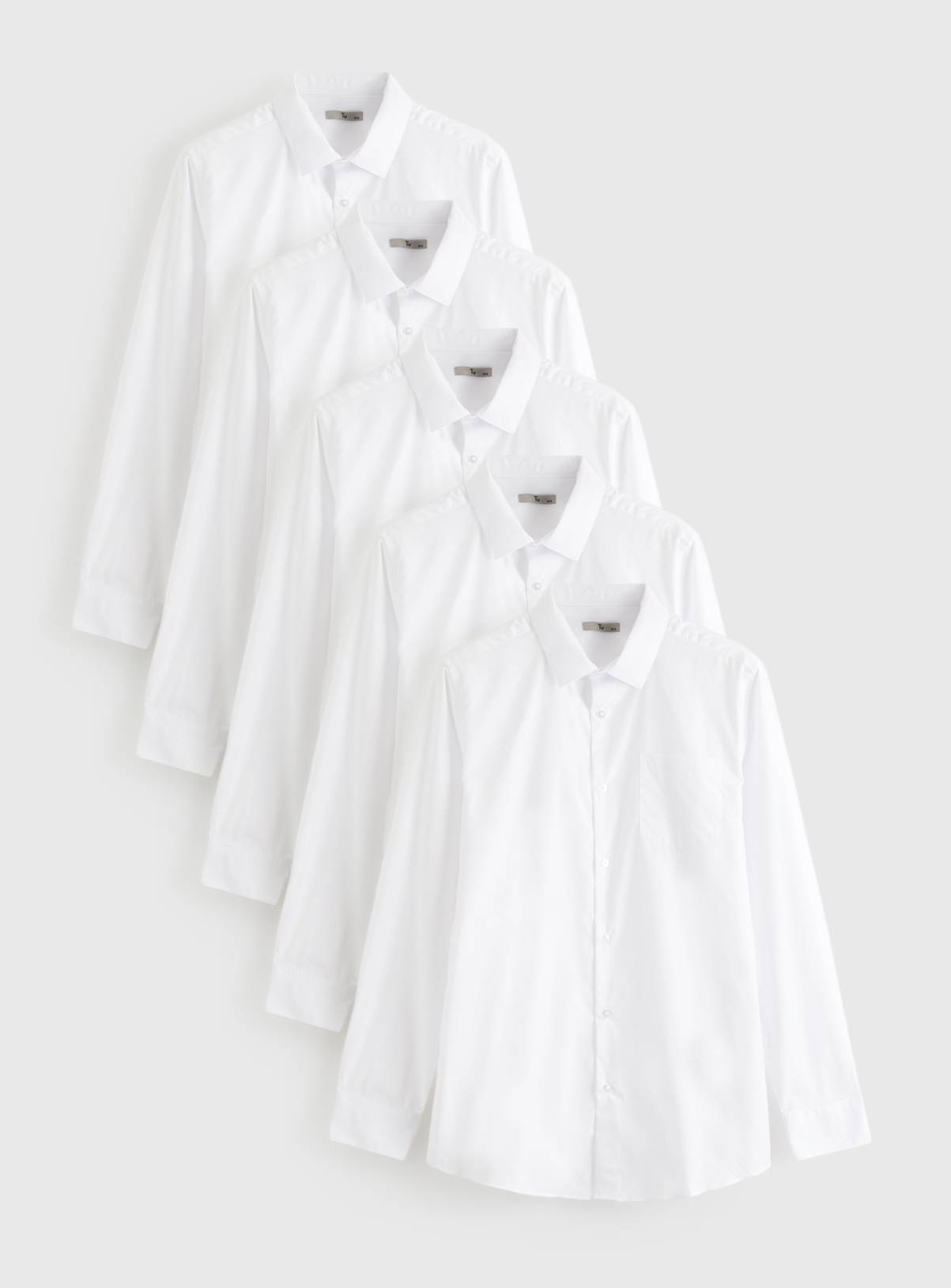 White Slim Fit Long Sleeve Shirts 5 Pack 15.5 - Image 1
