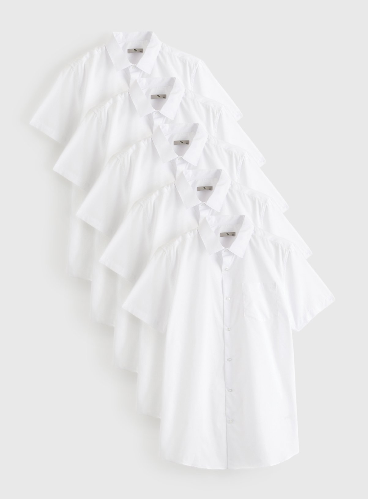 White Slim Fit Short Sleeve Shirts 5 Pack  15 - Image 1 thumbnail