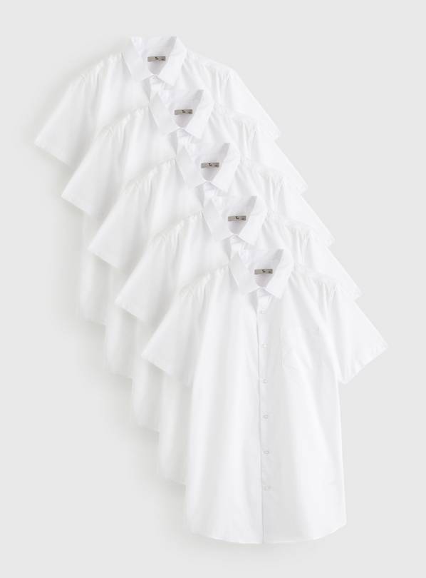 White Slim Fit Short Sleeve Shirts 5 Pack  15