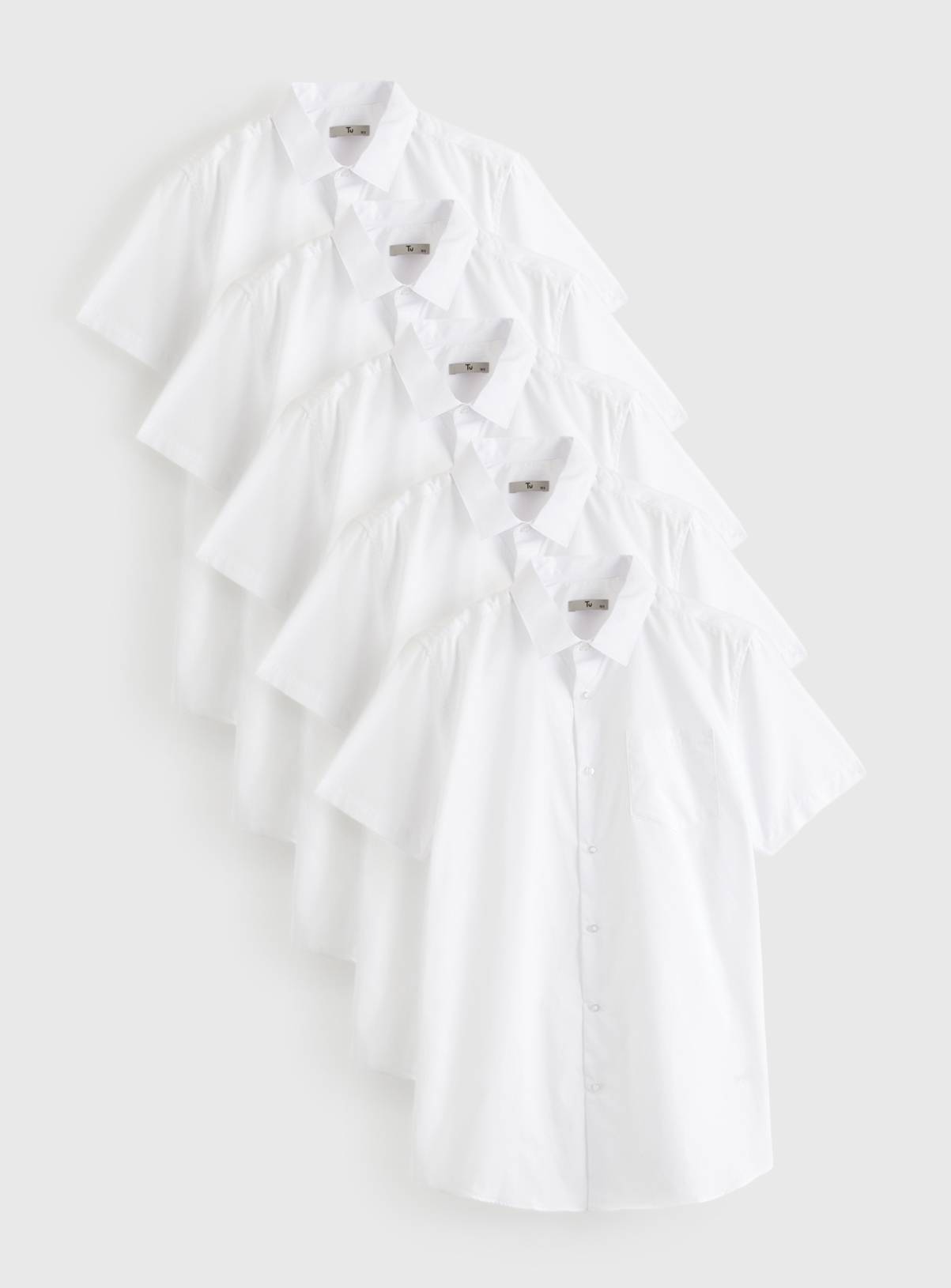 White Slim Fit Short Sleeve Shirts 5 Pack  15 - Image 1