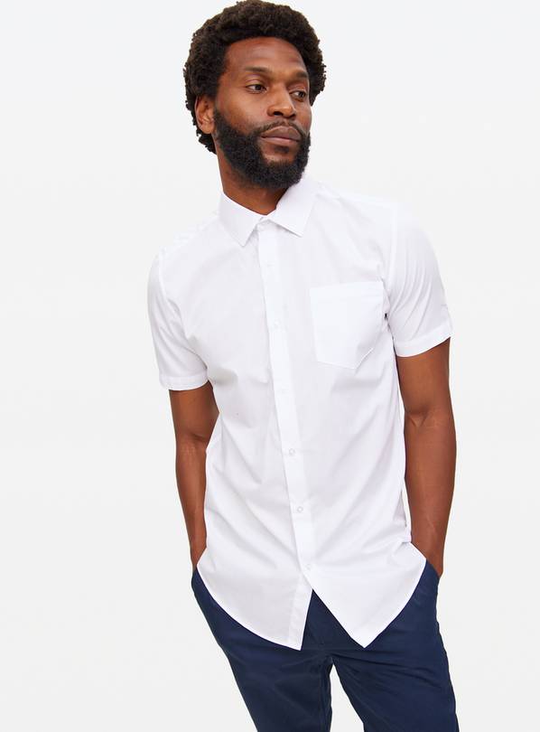 White Slim Fit Short Sleeve Shirts 5 Pack  15