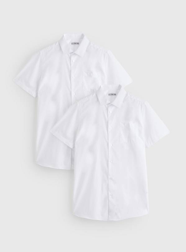 White Short Sleeve Slim Fit Shirts 2 Pack 16