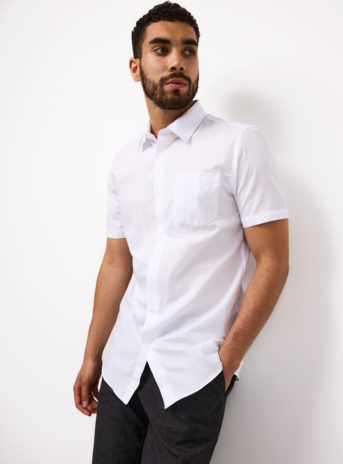 White Short Sleeve Slim Fit Shirts 2 Pack 14.5 - Image 2 thumbnail
