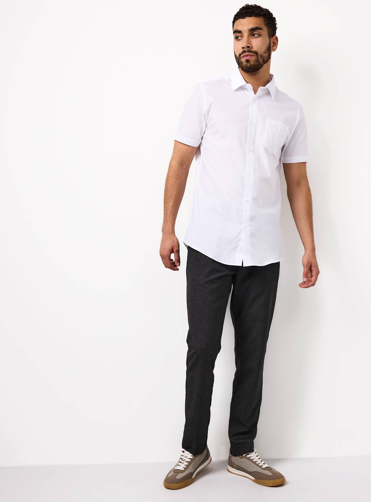 White Short Sleeve Slim Fit Shirts 2 Pack 14.5 - Image 3