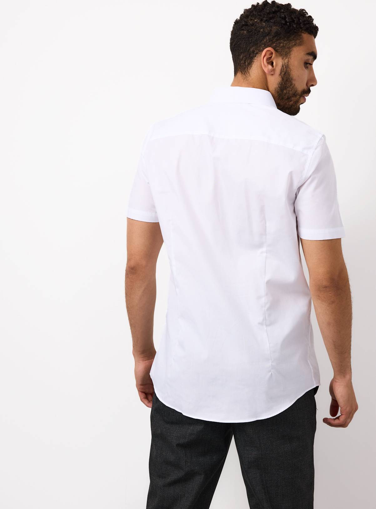 White Short Sleeve Slim Fit Shirts 2 Pack 14.5 - Image 5