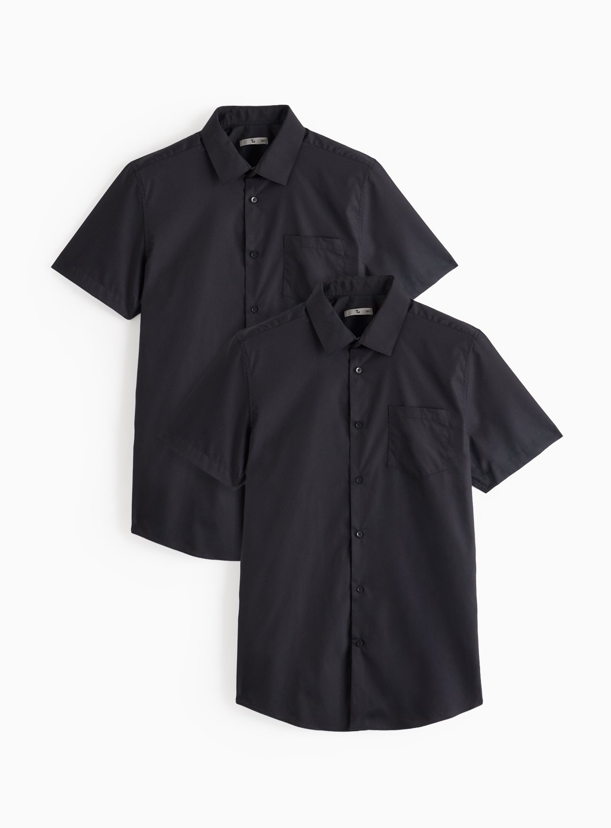 Black Short Sleeve Slim Fit Shirts 2 Pack 18.5 - Image 1 thumbnail
