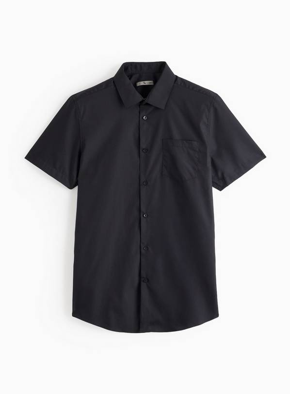 Black Short Sleeve Slim Fit Shirts 2 Pack 18.5