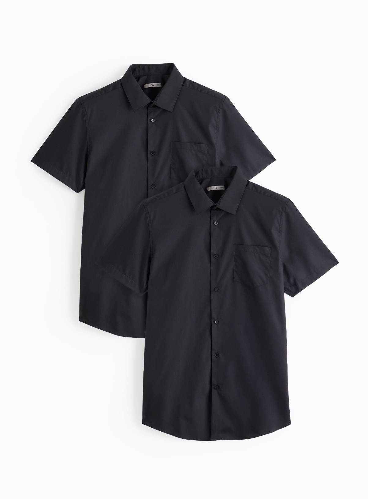 Black Short Sleeve Slim Fit Shirts 2 Pack 18.5 - Image 1