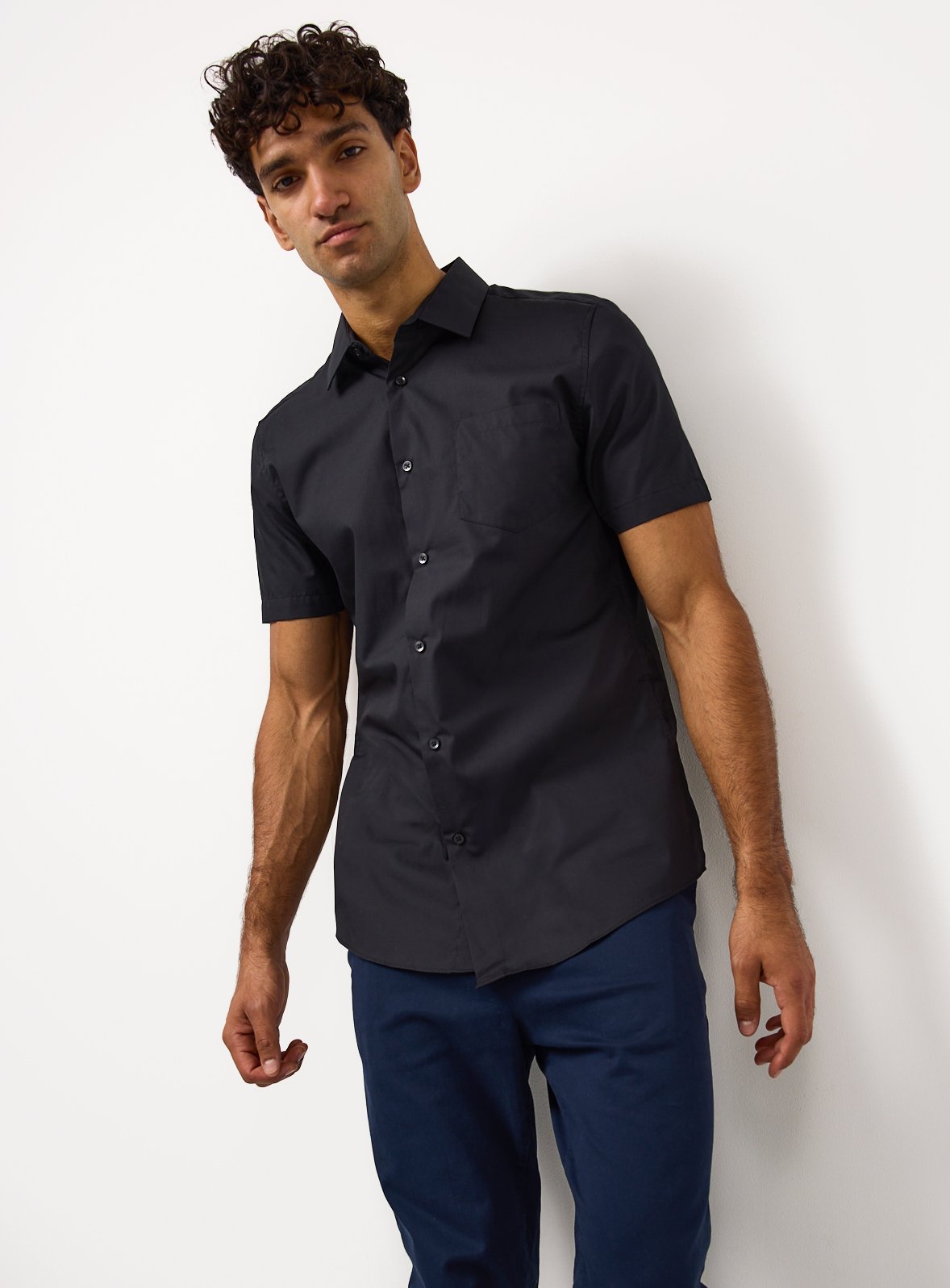 Black Short Sleeve Slim Fit Shirts 2 Pack 18.5 - Image 3 thumbnail