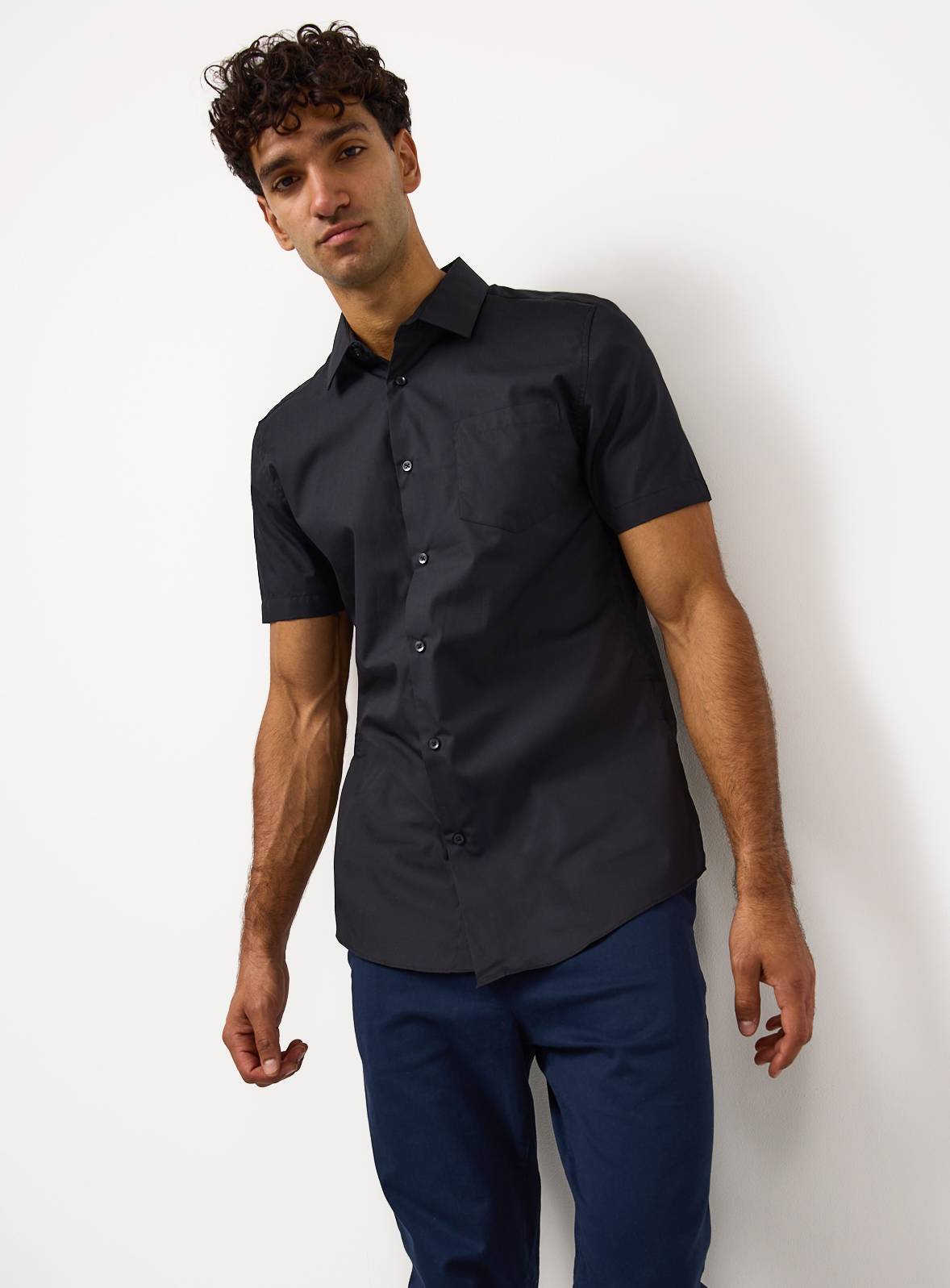 Black Short Sleeve Slim Fit Shirts 2 Pack 18.5 - Image 3