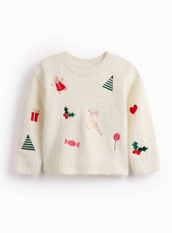 Christmas Embroidered Fluffy Jumper 5-6 years