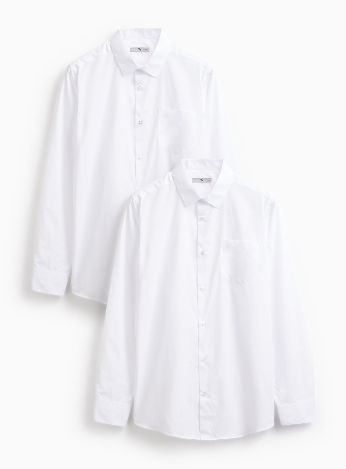 Men's White Long Sleeve Slim Fit Shirts 2 Pack