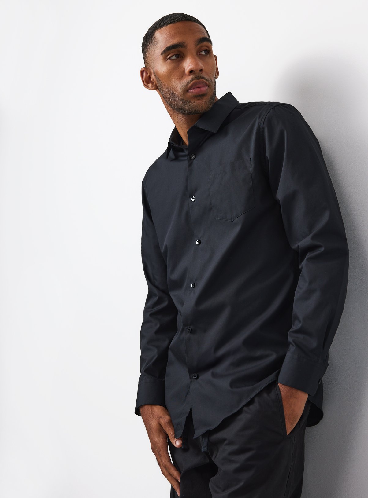 Black Long Sleeve Slim Fit Shirts 2 Pack 15.5 - Image 2 thumbnail