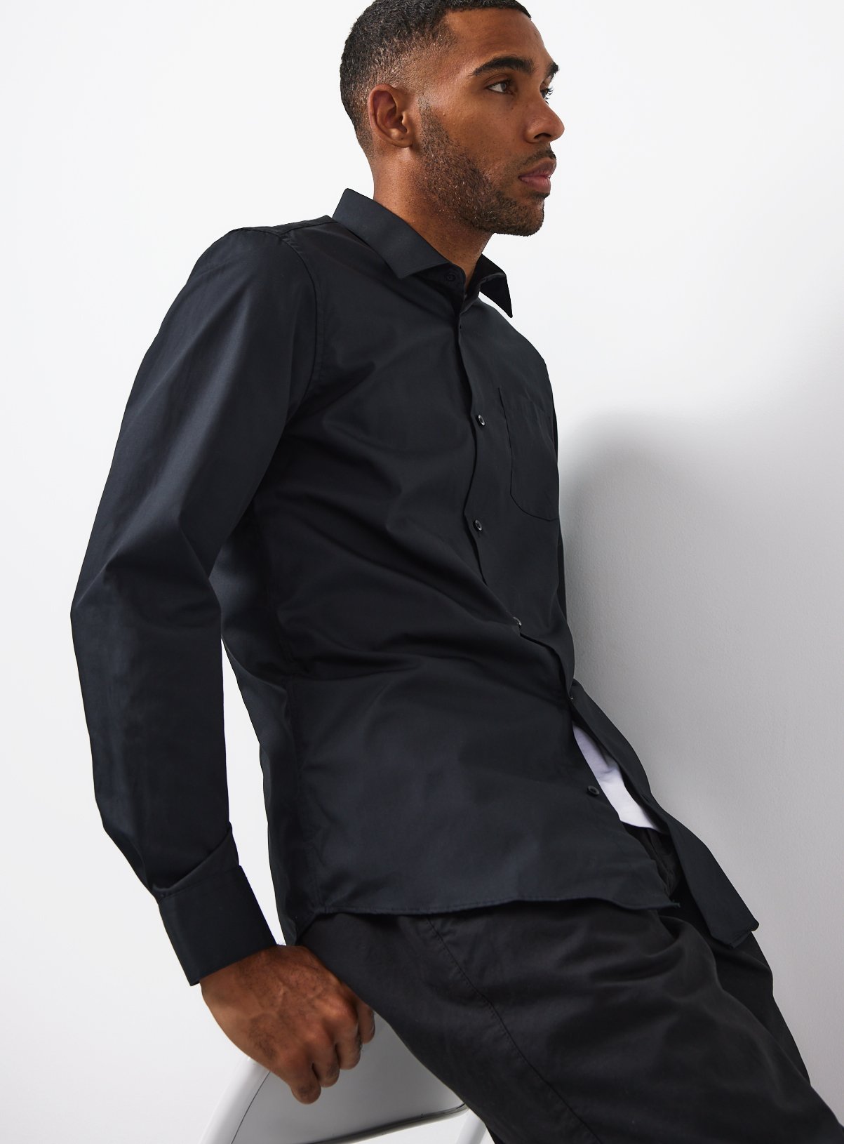 Black Long Sleeve Slim Fit Shirts 2 Pack 15.5 - Image 3 thumbnail