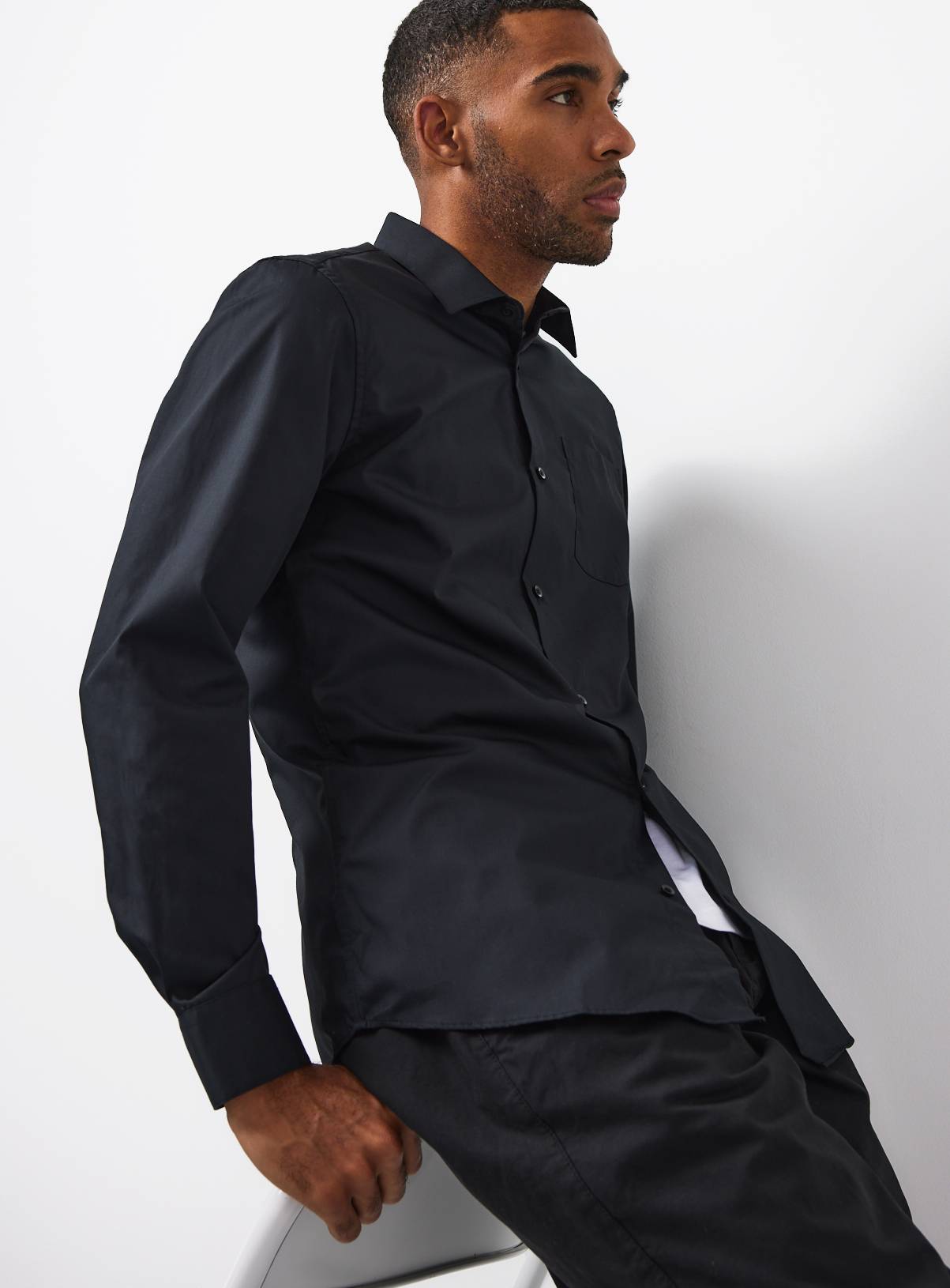 Black Long Sleeve Slim Fit Shirts 2 Pack 15.5 - Image 3
