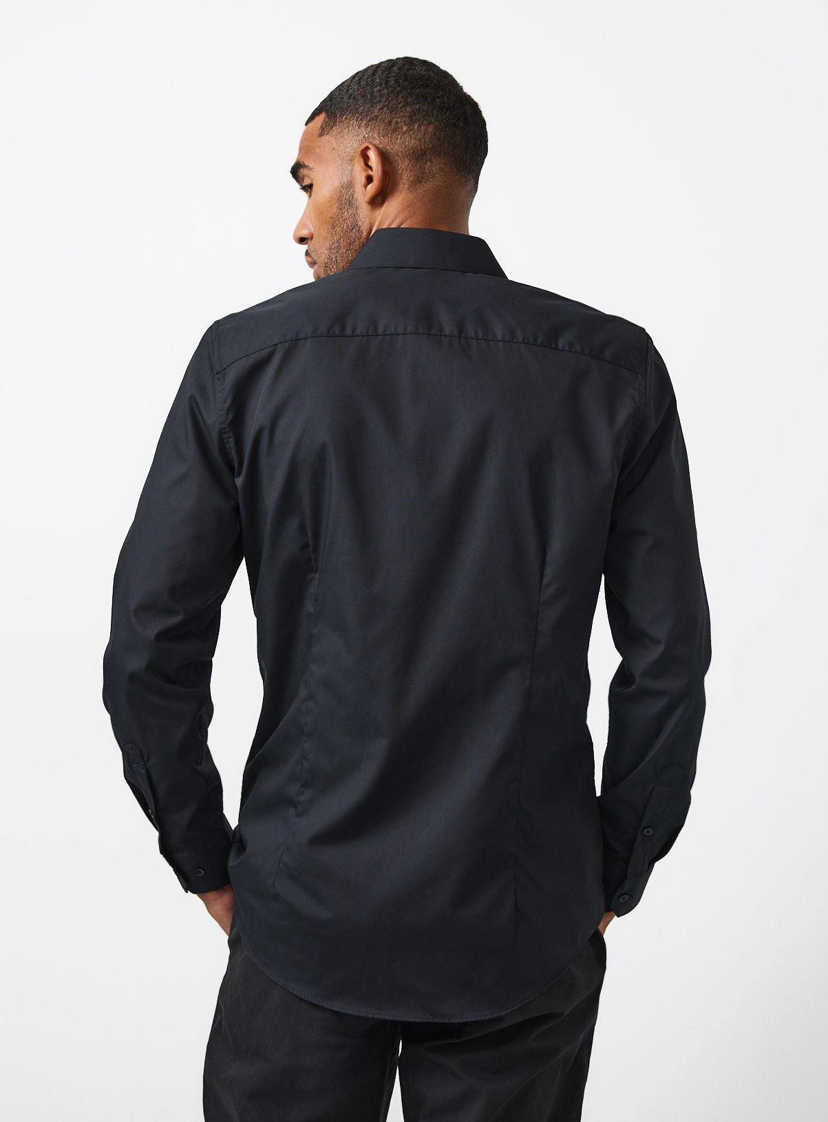 Black Long Sleeve Slim Fit Shirts 2 Pack 15.5 - Image 5 thumbnail