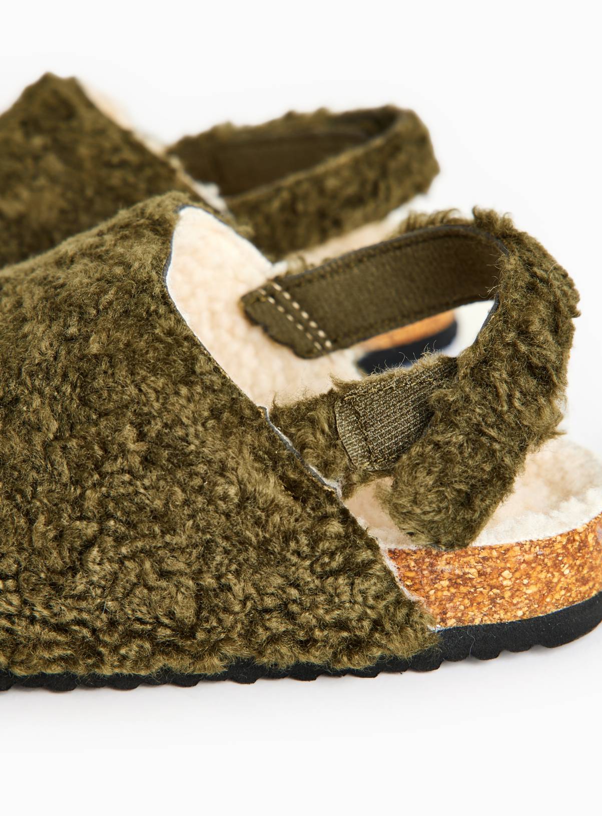 Khaki Borg Ankle Strap Footbed Mules 10-11 Infant - Image 3