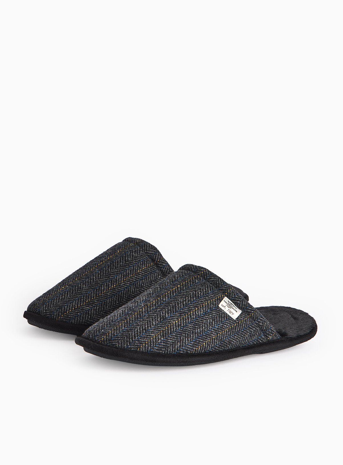 totes® Navy Herringbone Mule Slippers M