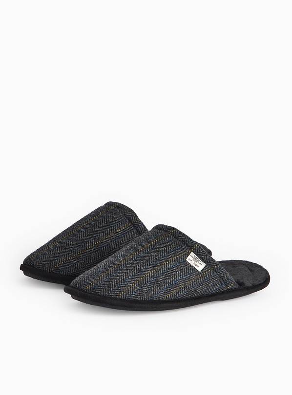 totes® Navy Herringbone Mule Slippers S