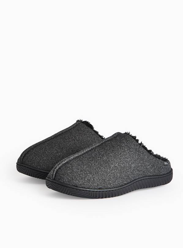 totes® Grey Felt Seam Detail Mule Slippers S