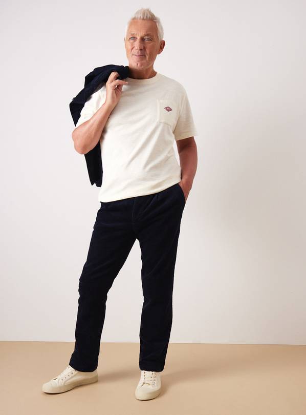 UNION WORKS Navy Straight Leg Corduroy Trousers 38S