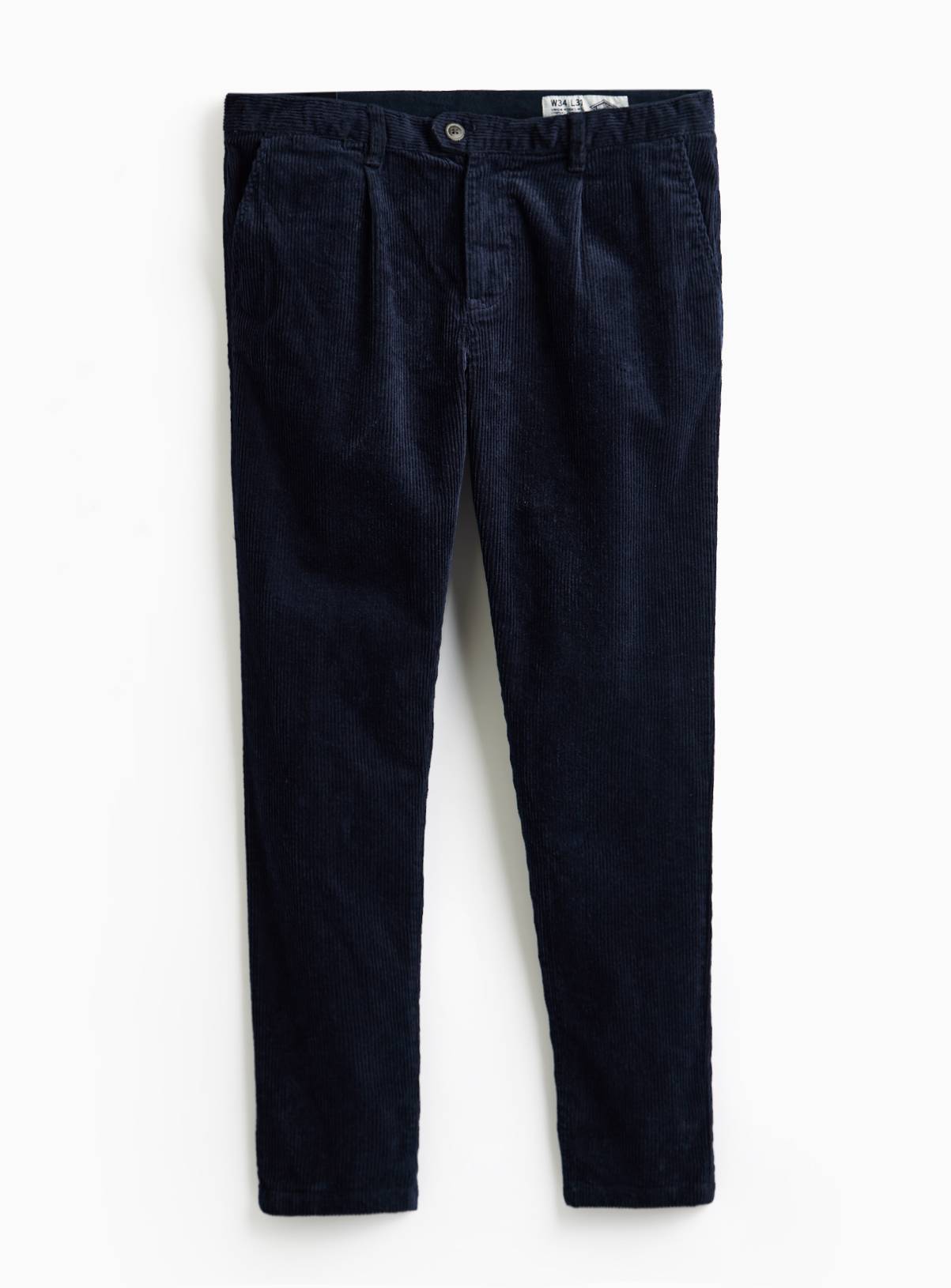 UNION WORKS Navy Tapered Leg Corduroy Trousers 40S - Image 1