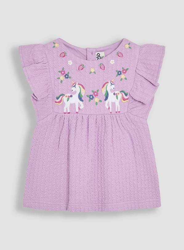 JOJO MAMAN BÉBÉ Unicorn Applique Frill Sleeve T-Shirt 12-18 months