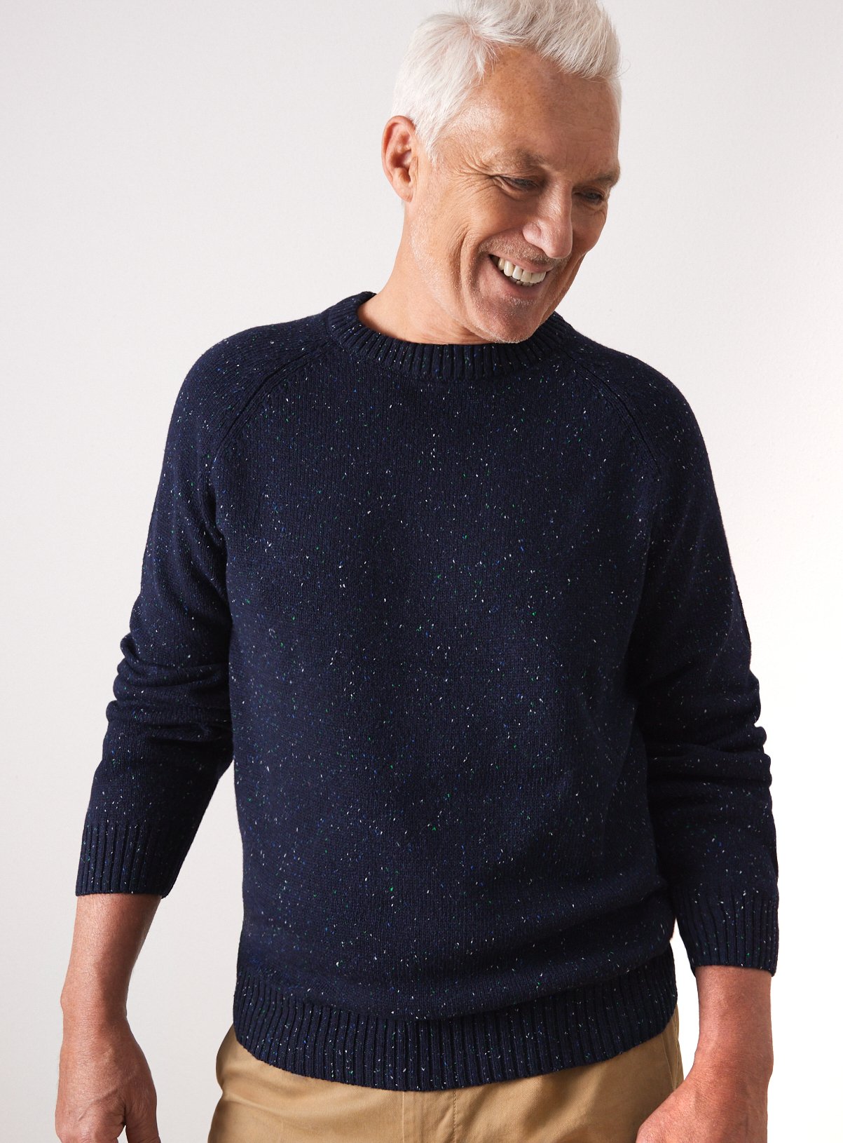Men's Navy UNION WORKS Neppy Knitted Crew Jumper