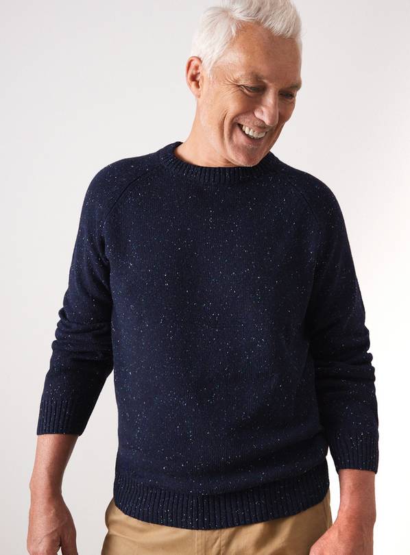 UNION WORKS Navy Neppy Knitted Crew Jumper XXXL