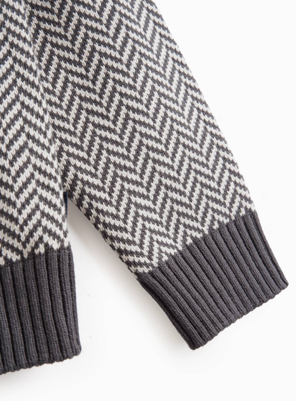 UNION WORKS Grey Zig Zag Stitch Crew Jumper XL - Image 4