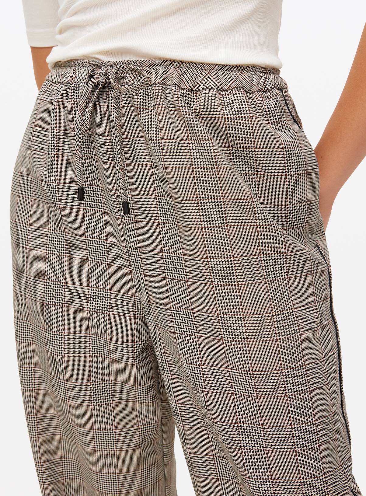 Check Printed Drawstring Wide Leg Trousers  16R - Image 3