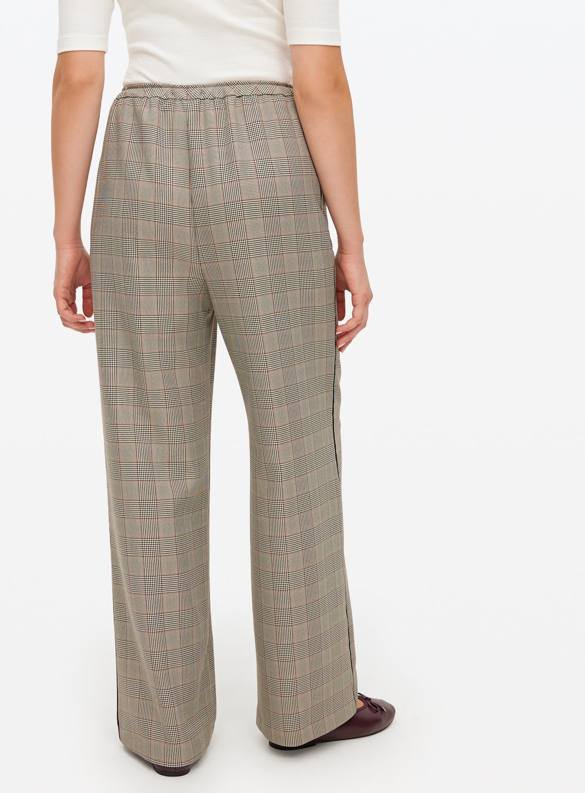Check Printed Drawstring Wide Leg Trousers  16R - Image 4 thumbnail