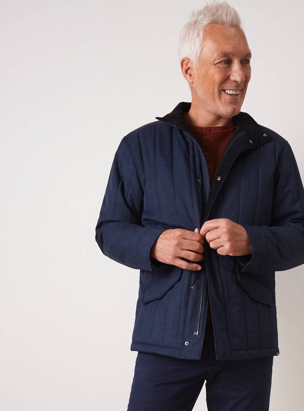 UNION WORKS Navy Collared Quilted Jacket  XXL