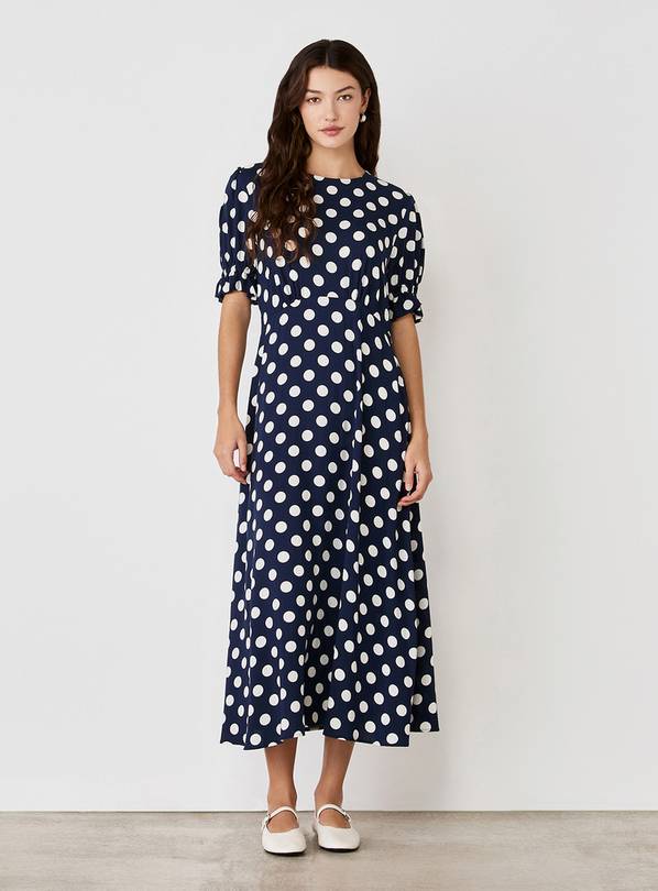 FINERY Mela Dress Navy Spot 10