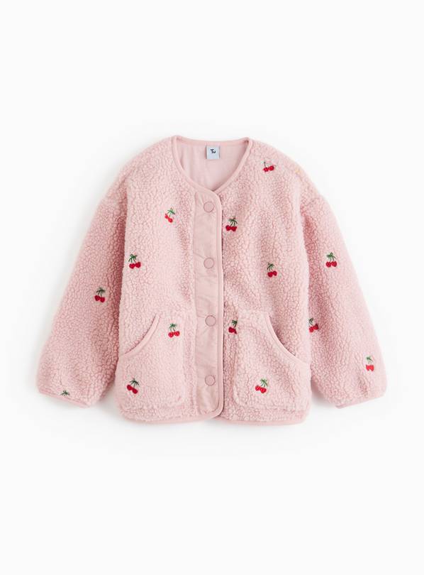 Pink Cherry Embroidered Borg Fleece 1-2 years