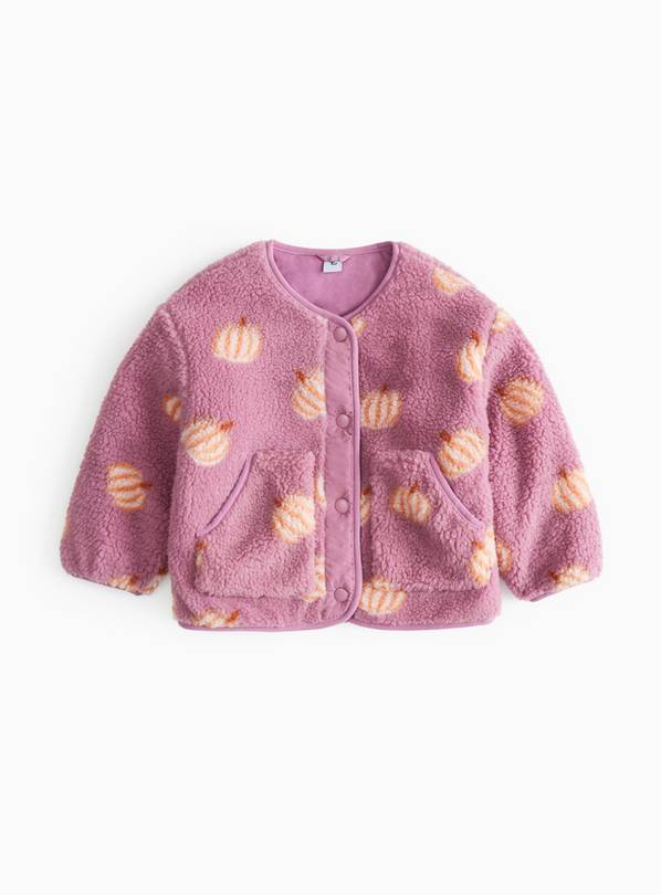 Purple Halloween Pumpkin Borg Fleece Jacket 6-7 years